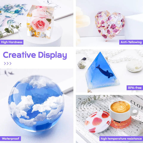 Epoxy Resin Kit With Molds For Newbies 18 Oz Clear Hard Resin Starter Casting Arts And Crafts DIY Gift Set with creative resin designs.