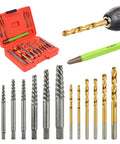 Heavy Duty Screw Extractor And Left Hand Drill Bits Set, Cobalt Tool Steel broken bolt remover set in organized case.