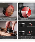 Premium Coffee Distributor And Tamper Leveler For Home Baristas features wood and metal design with adjustable height for 51mm 58mm portafilters.