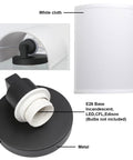White Fabric Boho Wall Sconce For Hallways And Stairwells 1 Light Vanity Indoor Hardwired Modern Wall Mount Retro Vintage Interior Lamp With A Half Moon Shade For Bedroom And Living Areas, showing detailed E26 base and white cloth shade.