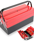 18 Inch Metal Tool Box With 3 Layer Folding Cantilever Tray System, 5 Drawers, Heavy Duty Tool Organizer For Home Garage And Workshop Storage