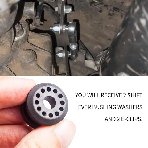 Shift Linkage Bushing Kit For Dodge Ram 1500 2500 3500, 2 Pc Shifter Cable Bushing With E Clips, installed on linkage