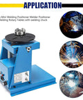 Heavy Duty Rotary Welding Positioner With Foot Switch And 65 Mm Chuck For Smooth Tilt And Flip Moves, blue rotary weld positioner.
