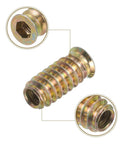 Solid M6 X60mm Hanger Bolts And Heavy Duty Self Tapping Wood Dowel Screws Coupled With Eight M6 Hex Inserts close-up view of hex insert