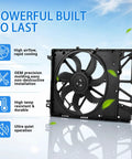Heavy Duty Radiator Cooling Fan Assembly Replacement For 2018 2023 Toyota Camry RAV4 Avalon 2.5L 3.5L V6 L4 with high airflow design.
