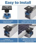 Installation steps of 10 Piece Mid Clamp Kit For Solar Panels Compatible With Unistrut Rails 30mm And 35mm Aluminum Brackets Black.