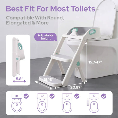 Heavy Duty Potty Training Seat And Step Stool For Toddlers Features Rock Solid Anti Slip Grip Extended Splash Guard Easy Foldable Frame Hassle Free Setup Smooth Transition To Regular Toilets