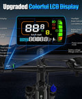 Color LCD display of Powerful 1000W Peak Electric Bike For Adults, 26 Inch Ebike With 22 MPH Top Speed, black model.