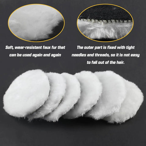 Six Piece 4 Inch Wool Buffing Pads For Drill Polishing And Waxing Pro Grade Car Detailing And Home Projects with M10 adapter
