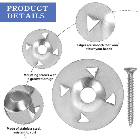 No Sweat 320 Piece Foam Board Fastener Kit With Hefty Stainless Steel Washers And Tough As Nails Galvanized Screws detailed view showing smooth edges and grooved screws.
