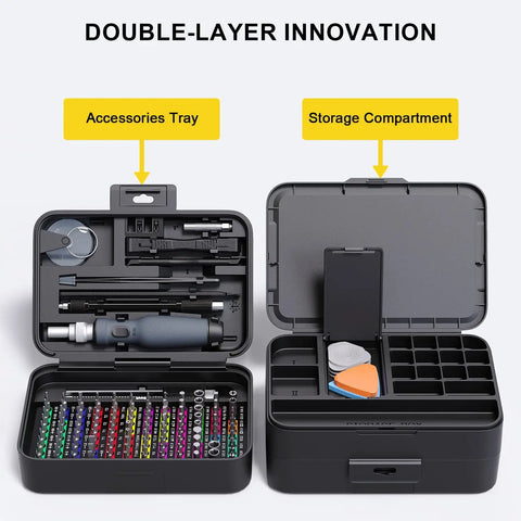 Mini Precision Screwdriver Set With Color Coded Bits And Built In Magnetizer, 132 In 1 Micro Magnetic Repair Kit open storage box