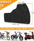 Adult Tricycle Cover Heavy Duty 600D Oxford Waterproof Fabric For Outdoor Storage Fits Three Wheel Electric Trike Protects From Dust Dirt Scratches Weatherproof All Weather Durable And Hard Wearing, 190cm x 111cm