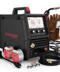 Firstess SP200 6 In 1 MIG TIG Flux Core Welder With 200A Output, welder with LCD display and accessories including gloves and wire