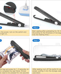 Mini Bag Sealer For Chips And Snacks On The Go, Handy Heat Sealer For Chip Bags And Mylar Bags in use with power cable and instructions