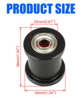 8mm Mini Bike Chain Tensioner with One and Three Quarters Inch Roller, product dimensions in diagram