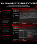 RK Gaming Keyboard Software interface displaying customizable features for Slick Retro Typewriter Keyboard 108 Keys.