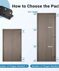 Diagram showing hinge placement for doors with two and three Matte Black Door Hinges 3 Pack 3.5 Inch By 3.5 Inch Heavy Duty.