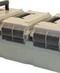AC3C 3 Can Ammo Crate For 50 Caliber And Multi Caliber Storage Stackable With Large Handles and Water Ring Seal shown at angle