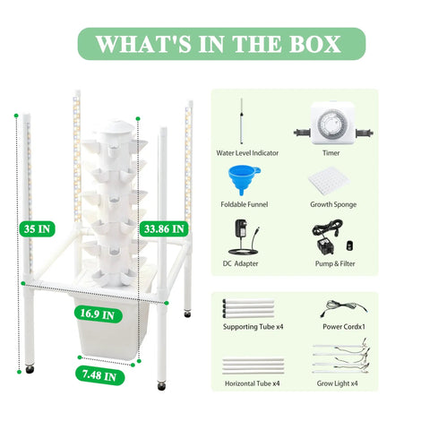 Dope Indoor Hydroponic Garden Tower With 30 Pods 48W LED Grow Light Year Round Herb And Veggie Garden Includes Accessories