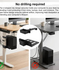 Sweep Floor Mess To The Curb With This Beefy Under Desk PC Mount Clamp On Computer Tower Holder Adjustable Height Width Zero Drill Pain Keep Your Setup Snappy; U-shaped clip design holding PC tower.