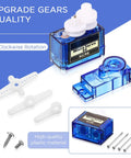 16 Pcs SG90 9G Mini Micro Servo Motors RC Servo Kit For Robot Helicopter Airplane Car Boat Control gear closeup and components