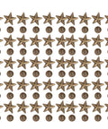 Front view of a 50-piece brass-tone star studs and 14mm Chicago screw rivet set for DIY clothes, shoes, purses