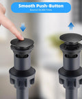 Two Pack Universal Bathroom Sink Drain Stopper With Overflow Push And Seal Pop Up Strainer Basket Ultra Matte Black in action