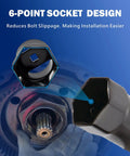 Close-up of 6-point design in 7 Piece Wheel Bearing Lock Nut Socket Set With Half Inch Drive SAE And Metric 6 Point Axle Nut