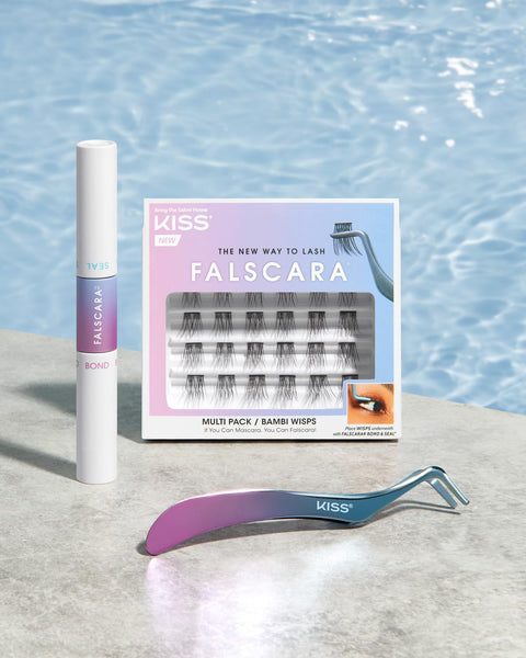 All Day Lash Bond And Seal With Biotin And Vitamin E For Falscara Lashes displayed beside lash extensions and applicator