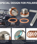 Magnetic Front Differential Oil Fill And Drain Plugs Set Stainless Steel 2 Pack With Retention Design for Polaris and Arctic Cat