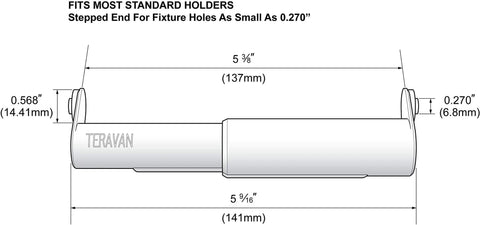 Diagram of Toilet Paper Holder Extender For Extra Large Rolls No Fuss Fit For Double And Triple Rolls In Regular Or Ceramic Wall Mounts Silver Finish Easy Install And Durable Steel Build One Unit showing measurements