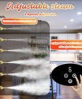 Pro Level Handheld Steam Cleaner With Lightning Fast Fifteen Second Heat Up And Heavy Hitter 2500 Watt Power Includes Five Multi Surface Brushes Plus Extra Long Reaching Rod For Quick Deep House Scrubbing Tasks Bright White adjustment feature with six adjustable speed settings displayed on a touchscreen.