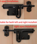 Heavy Duty Slide Bolt Gate Latch featuring reliable padlock hole for wood fences and vinyl gates, shown with left and right installation options.