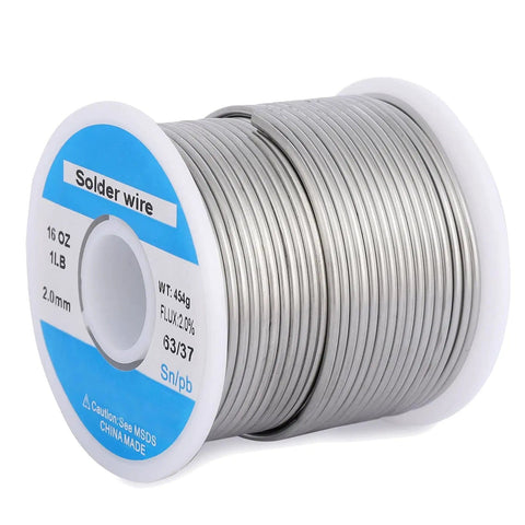 63/37 Tin Solder Wire, 2mm Diameter, 1 Pound Spool With Flux For Electrical Soldering And Repair, Melts At 183 To 190 C