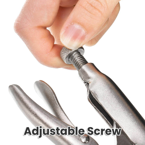 Close-up of adjustable screw on Two Pack 9 Inch Drill Press Clamps With Locking Mechanism Built Tough Heavy Duty Hold Down Clamps