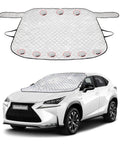 All Weather Windshield Cover Sun Shade For Cars And SUVs, Magnetic Windproof Shield With UV Blocking, Anti Slip 9 Magnet Design shown on SUV