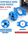 Portable Manual Wire Stripper Machine With Hand Crank Adjustable 0.06 To 1.57 Inch Cable Stripper For Drill featuring blue wire gauge range adjusters and six diameter wire feed holes.