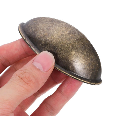 Antique Bronze Wardrobe Handles 4 Pack Semicircle Drawer Pulls For Cabinets And Furniture Hardware Vintage Style Vibe in hand view