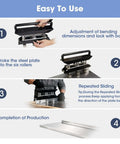 Step-by-step guide using 3-Station Edge Roller Bender for Sheet Metal Roofing, 0-90 Degree Adjustable Bending Tool.