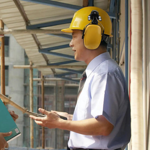 Heavy Duty Hard Hat Earmuffs With Hella Thick Sponge Cushions For Kickass Noise Reduction And Reliable Hearing Protection On Any Big Construction Jobsite Today