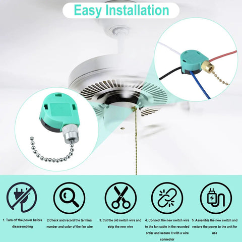 Three Speed 4 Wire Ceiling Fan Switch Replacement in Bronze Finish with easy installation instructions and wiring diagram.