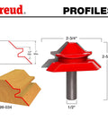 Two And Three Quarter Inch Lock Miter Bit With One Half Inch Shank Pro Grade For 45 Degree Interlocking Joints, profile view