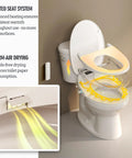Upgraded Elongated Bidet Toilet Seat With Adjustable Warm Wash And Hot Air Dryer featuring heated seat and warm-air drying.