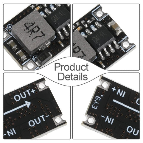 Close-up of Six Pack 5V Buck Converter Modules Set 5V 30V to 5V DC DC Regulator Board MP1584EN 3A showing product details.