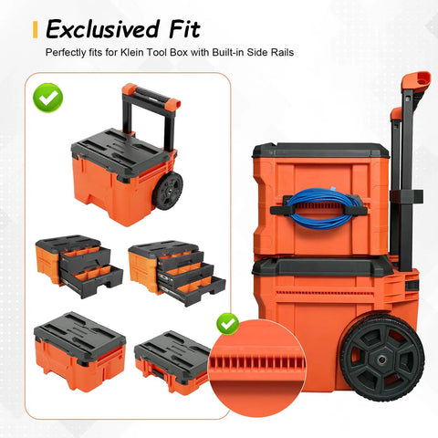 Heavy Duty Cord Organizer For Side Rail Toolbox, Cable And Hose Holder For Extension Cords, Stacked MODbox with compartments