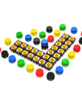 12x12x7.3mm Tactile Push Button Momentary SMD PCB Switch With Color Cap for Arduino Pack of 25, colorful caps displayed