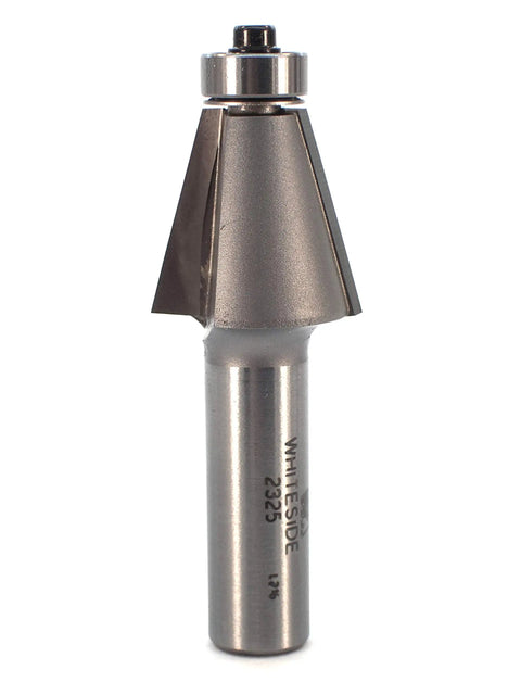 Killer Precision Carbide Tipped Edge Bevel Router Bit With 15 Degree Angle, tough steel, half inch shank.
