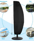 Beefed Up 420D Waterproof Patio Umbrella Cover For Double Sided 13 To 15 Ft Market Umbrellas showcased in outdoor settings
