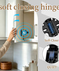 Zero Drama Soft Close Concealed Cabinet Hinges Full Overlay European Adjustable Frameless Door Mounts With Silent Hydraulic Damper Self Closing Kitchen Cupboard Hardware 10 Pack shown installed on a cabinet door.