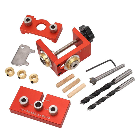 Compact Aluminum Pocket Hole Jig Kit For Woodworking With Accurate Dowel Locator And Furniture Assembly Tool display